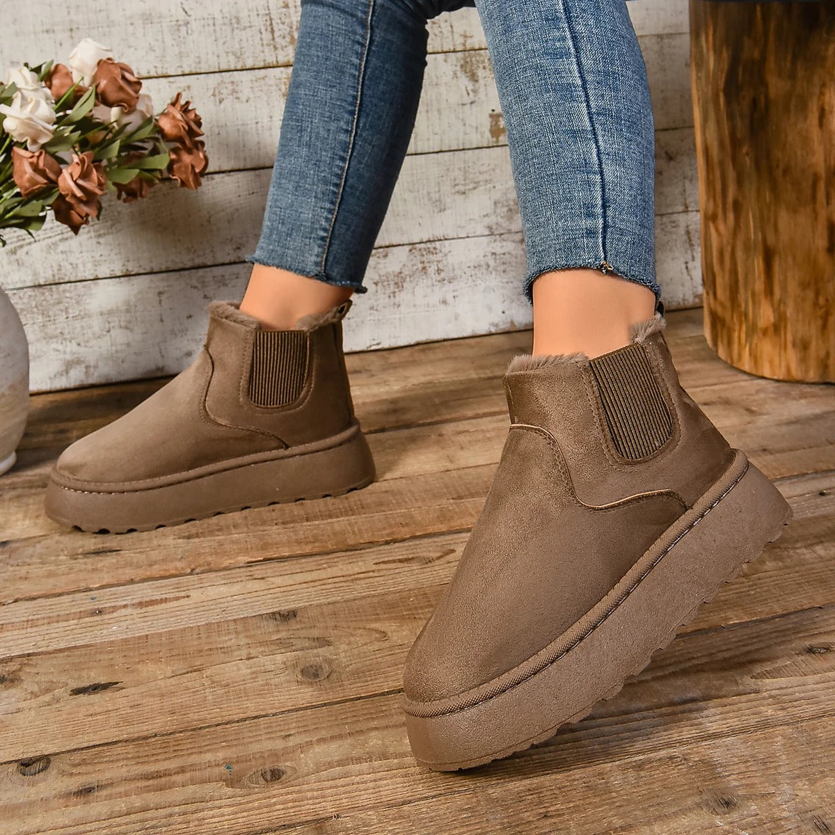 Women's fur plush ankle boots
