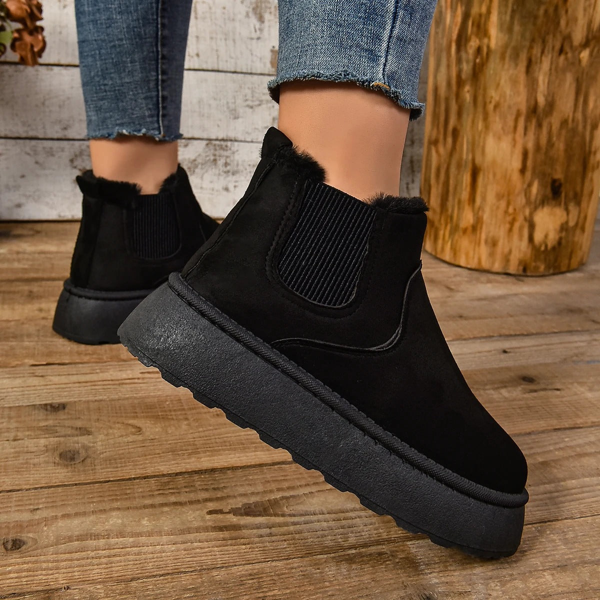 Women's fur plush ankle boots