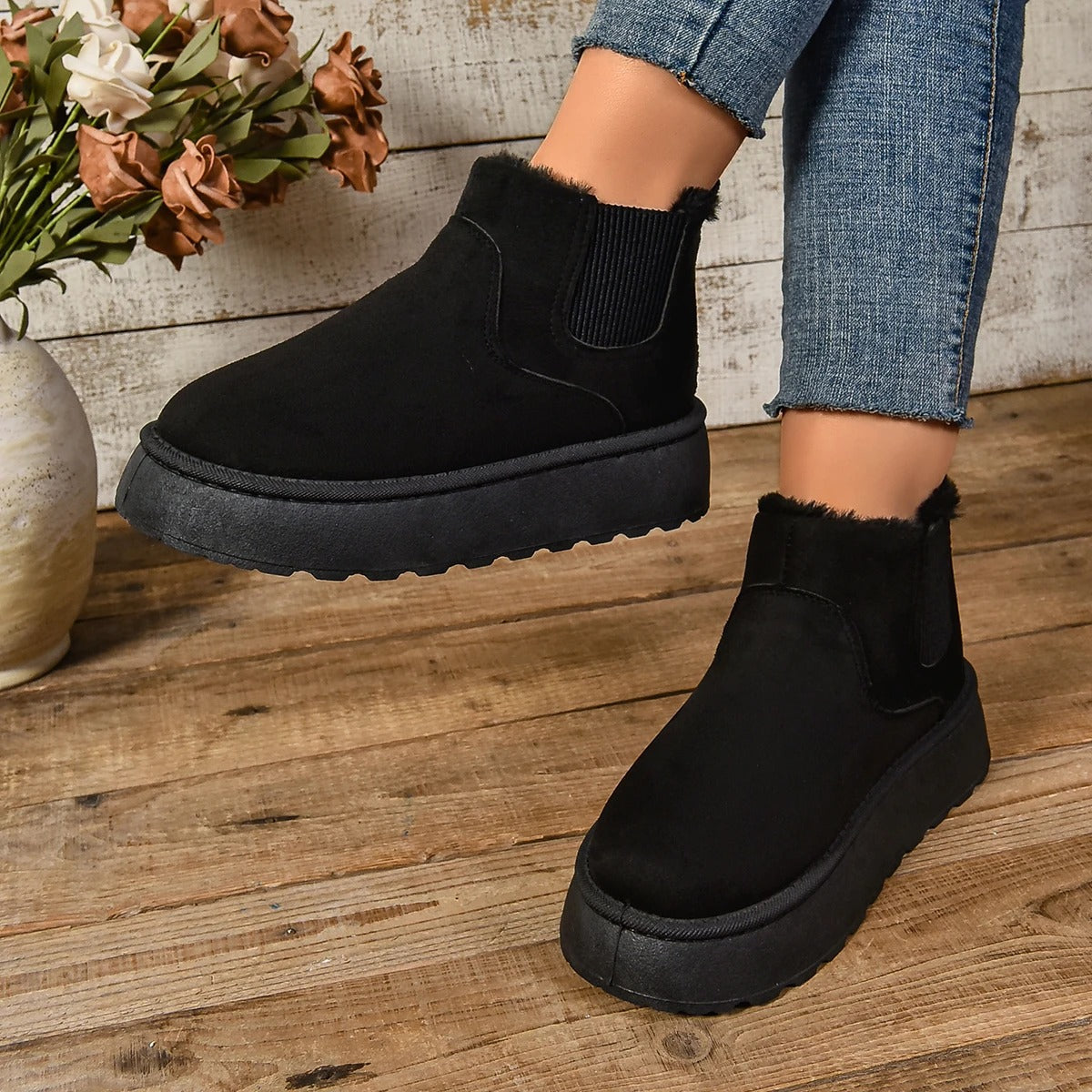 Women's fur plush ankle boots
