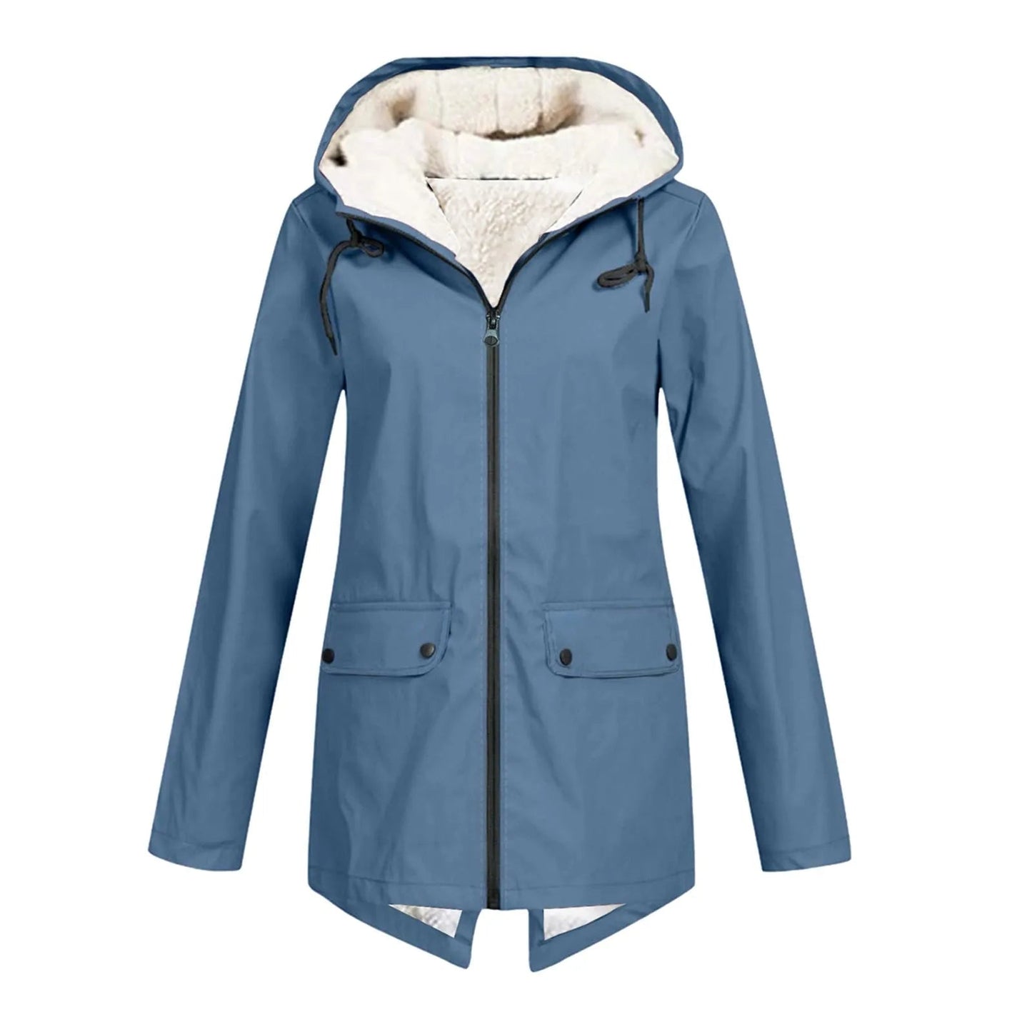 Women's hooded jacket with zip fastening