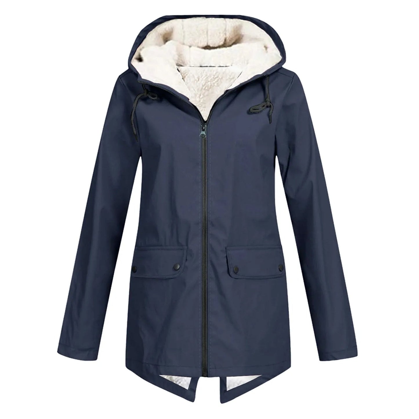 Women's hooded jacket with zip fastening