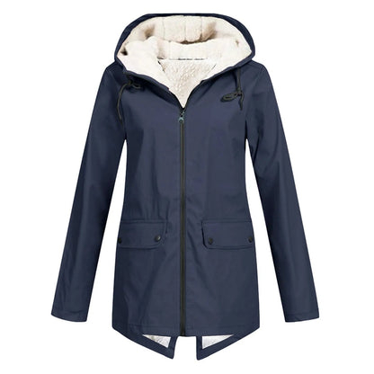 Women's hooded jacket with zip fastening