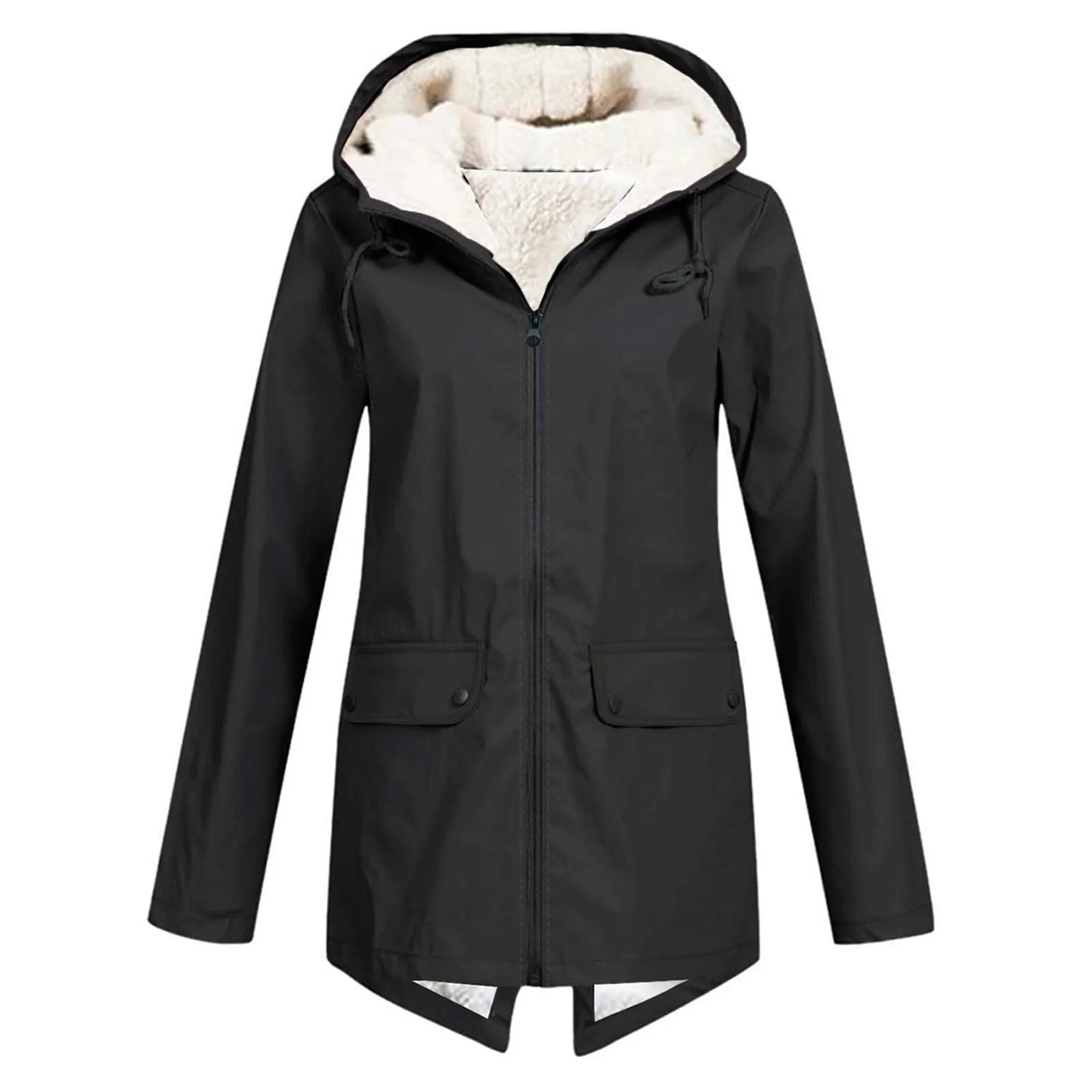 Women's hooded jacket with zip fastening