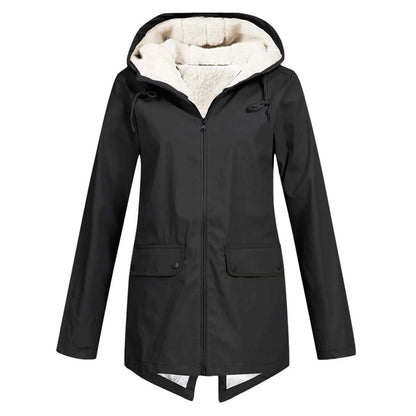 Women's hooded jacket with zip fastening