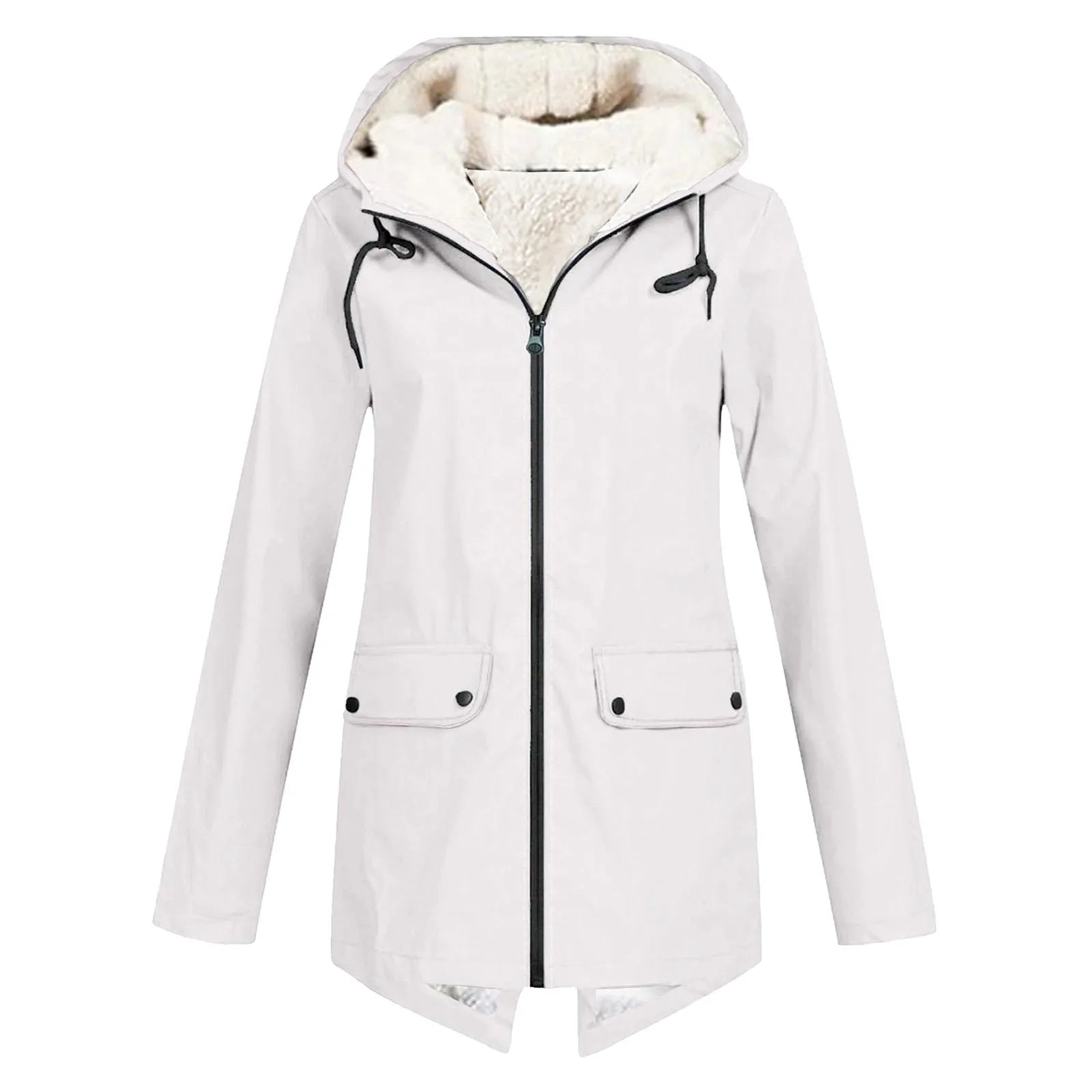Women's hooded jacket with zip fastening