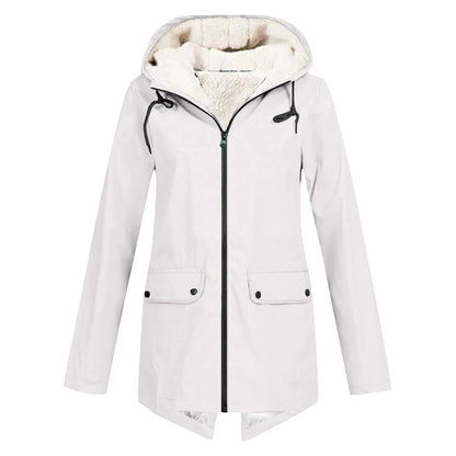 Women's hooded jacket with zip fastening