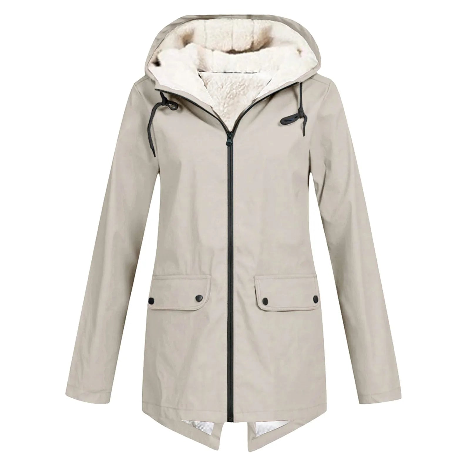 Women's hooded jacket with zip fastening