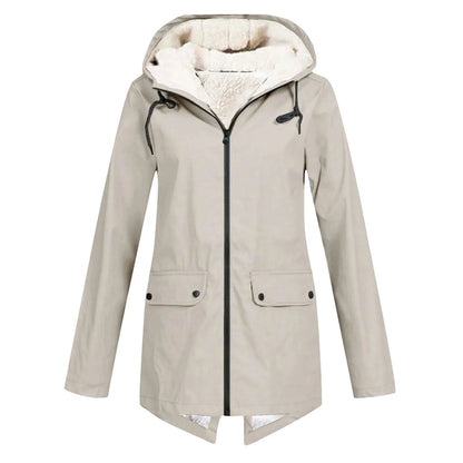 Women's hooded jacket with zip fastening