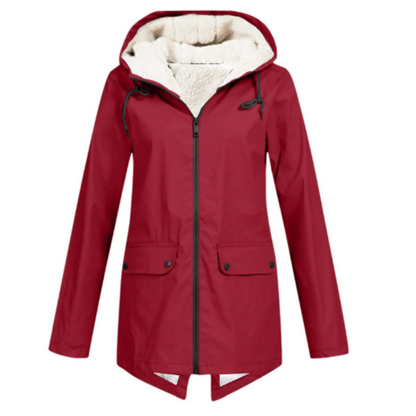 Women's hooded jacket with zip fastening