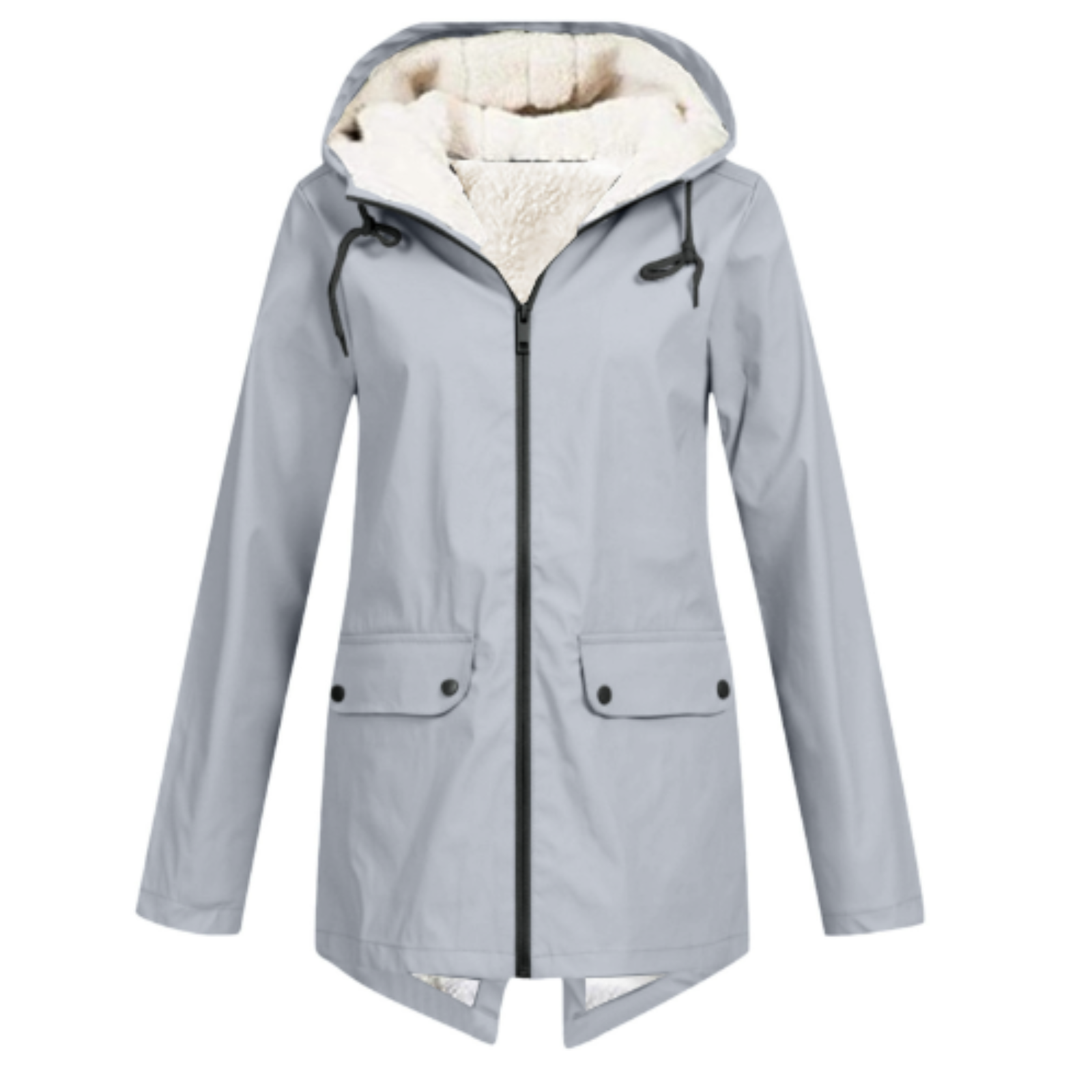 Women's hooded jacket with zip fastening