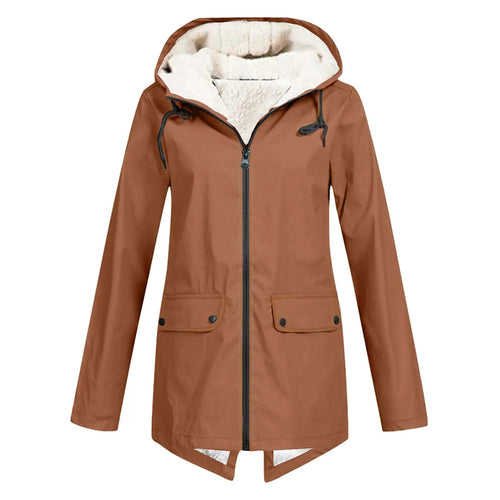 Women's hooded jacket with zip fastening