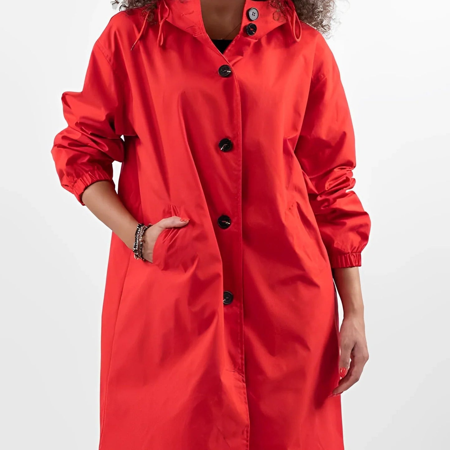 Women's hooded mackintosh with waterproof protection