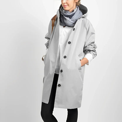 Women's hooded mackintosh with waterproof protection