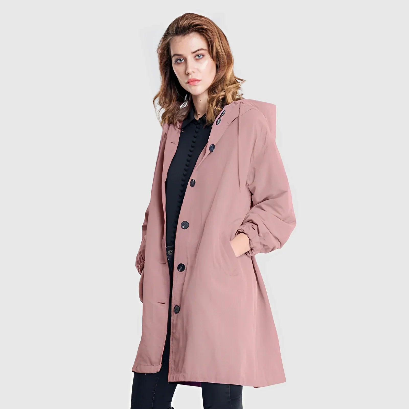 Women's hooded mackintosh with waterproof protection