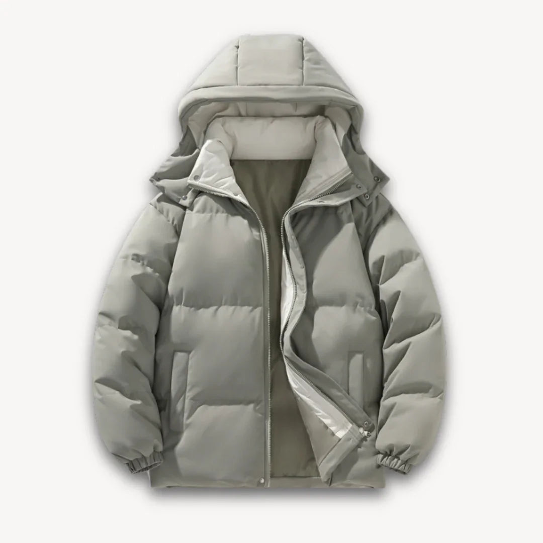 Women's hooded puffer jacket with insulation