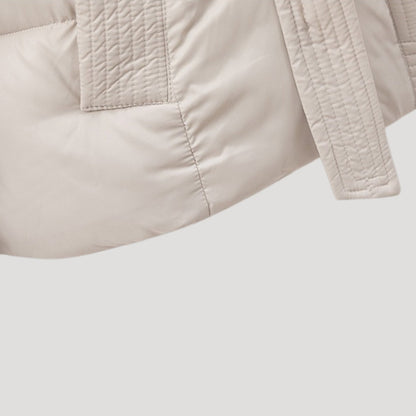 Women's hooded puffer jacket with waistband