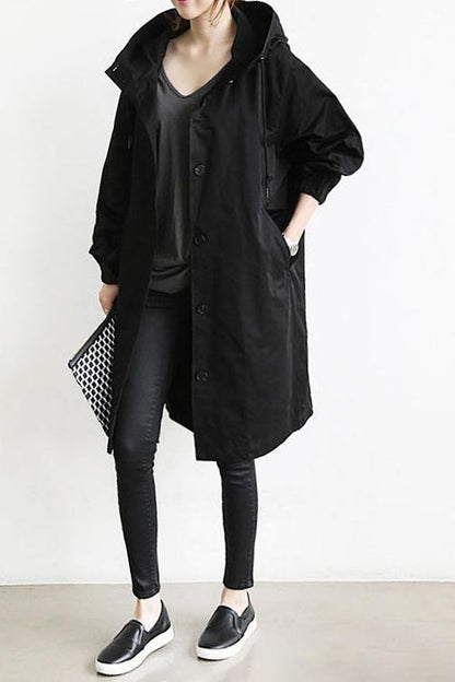 Women's hooded trench coat for rainy weather