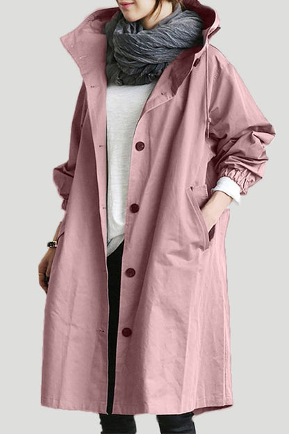 Women's hooded trench coat for rainy weather