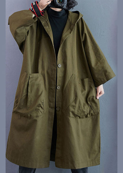 Women's hooded trench coat with buttons