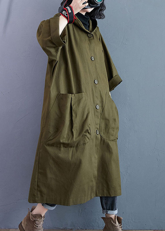 Women's hooded trench coat with buttons