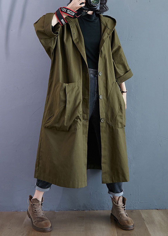 Women's hooded trench coat with buttons