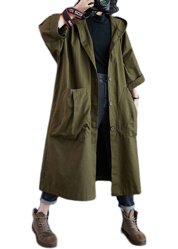 Women's hooded trench coat with buttons