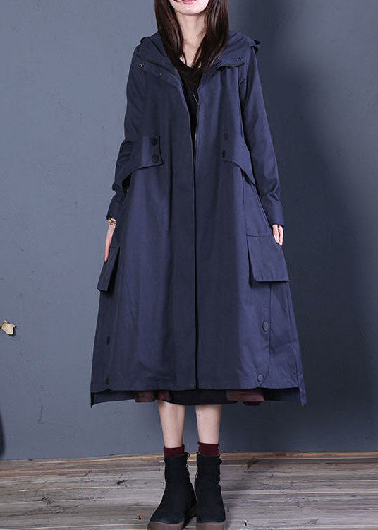 Women's hooded trench coat with zip fastening