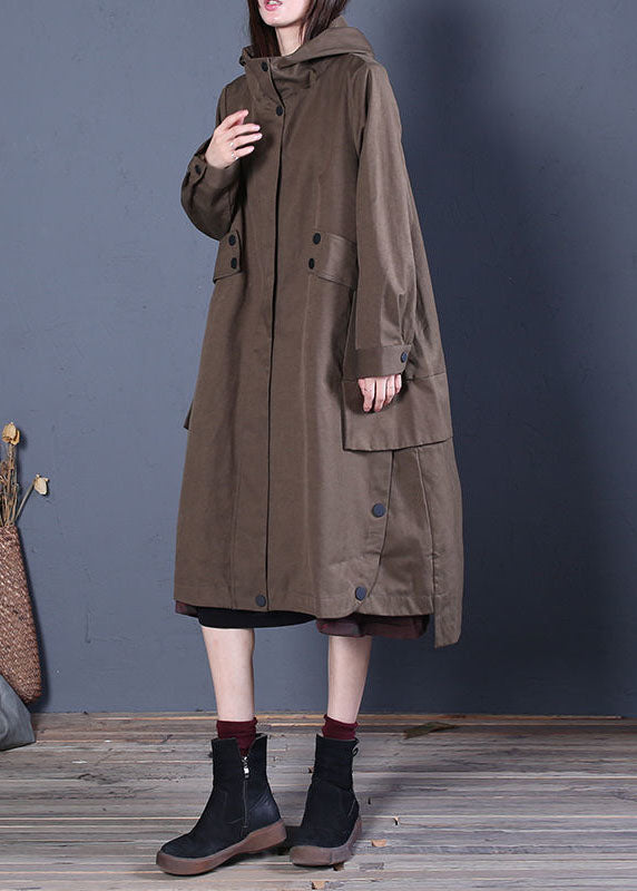 Women's hooded trench coat with zip fastening