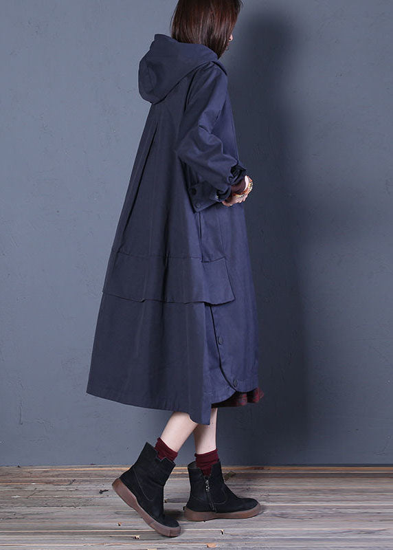 Women's hooded trench coat with zip fastening