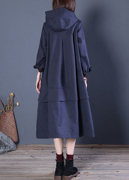 Women's hooded trench coat with zip fastening