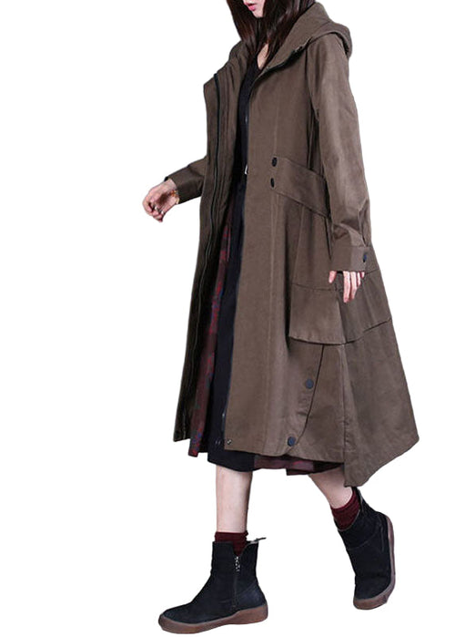 Women's hooded trench coat with zip fastening