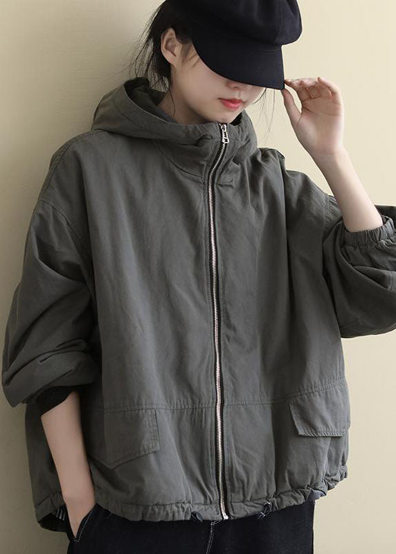 Women's hooded winter coat with drawstring