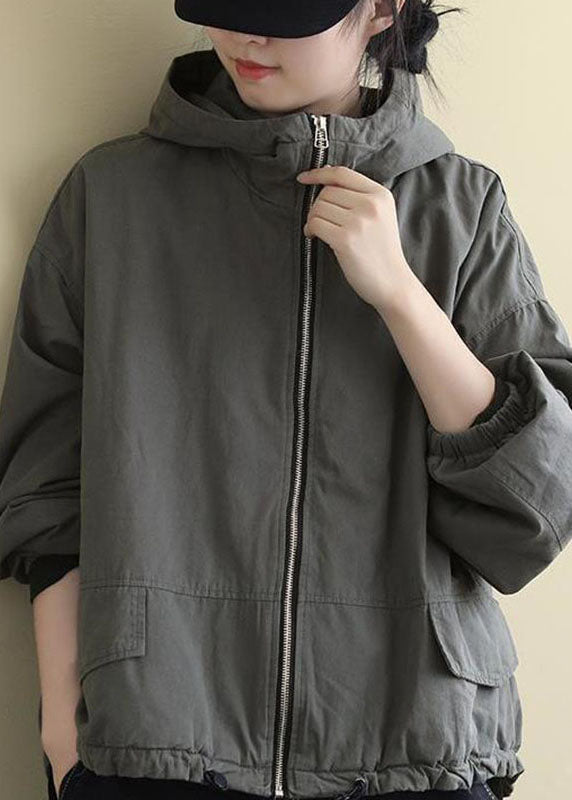 Women's hooded winter coat with drawstring