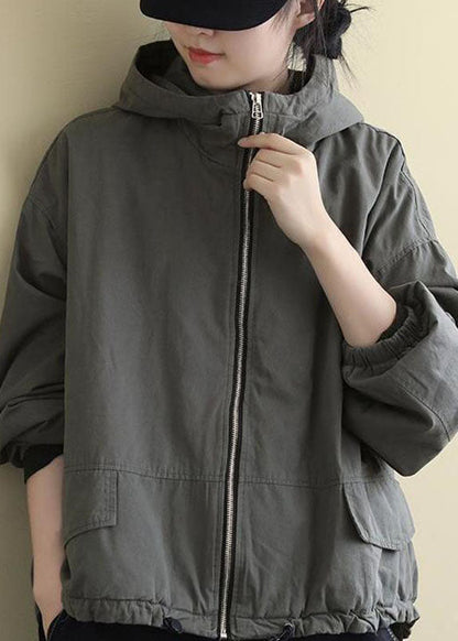 Women's hooded winter coat with drawstring