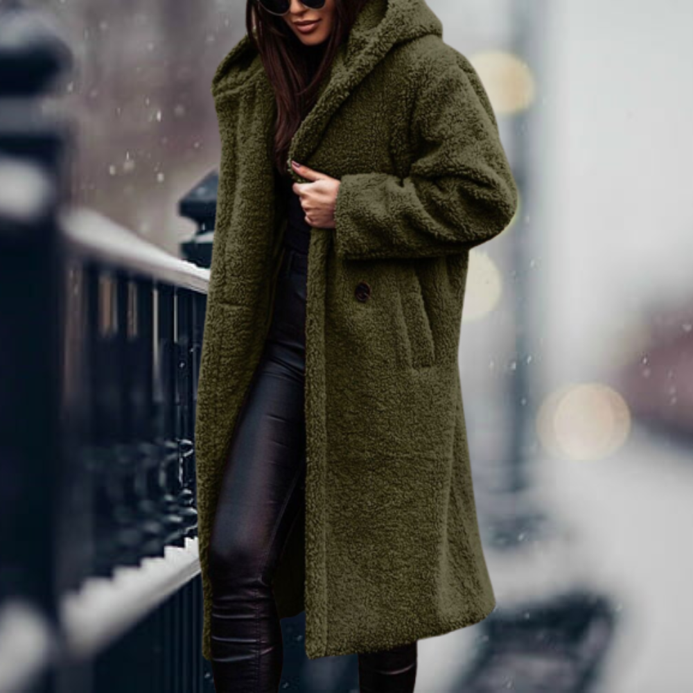 Women's hooded winter coat with faux fur