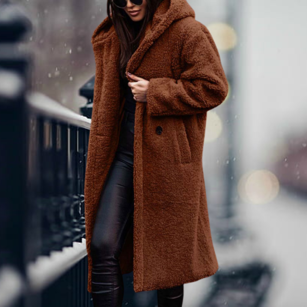 Women's hooded winter coat with faux fur