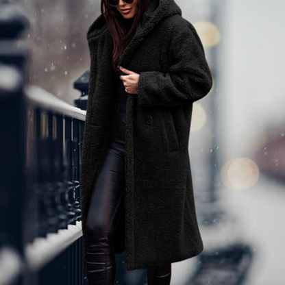 Women's hooded winter coat with faux fur