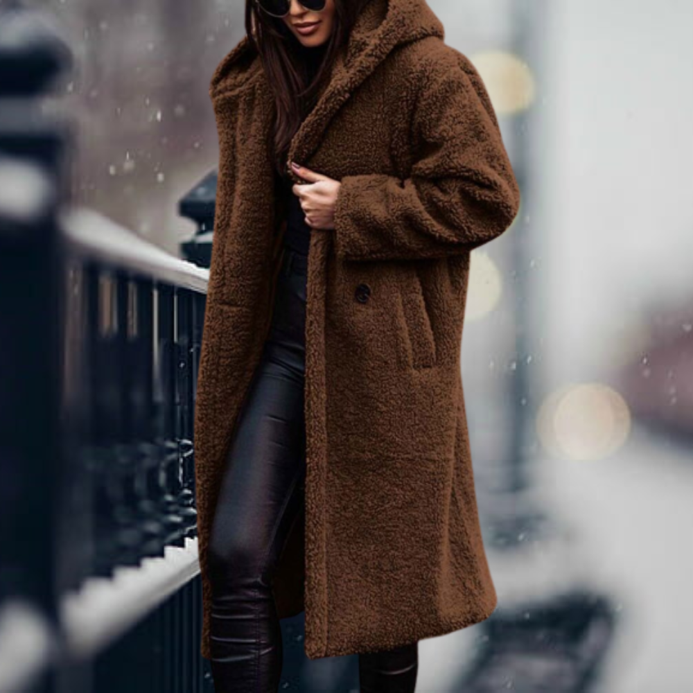 Women's hooded winter coat with faux fur