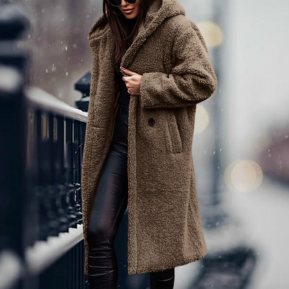 Women's hooded winter coat with faux fur