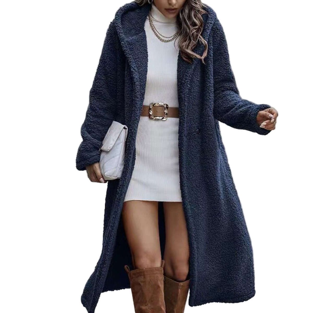 Women's hooded winter coat with faux fur