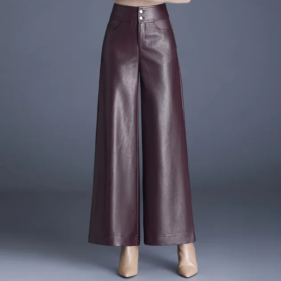 Women's leather trousers with Wide Cut