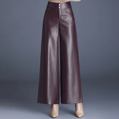 Women's leather trousers with Wide Cut