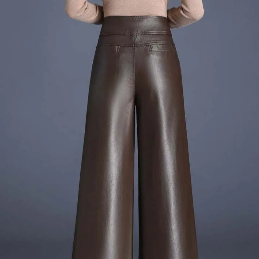 Women's leather trousers with Wide Cut