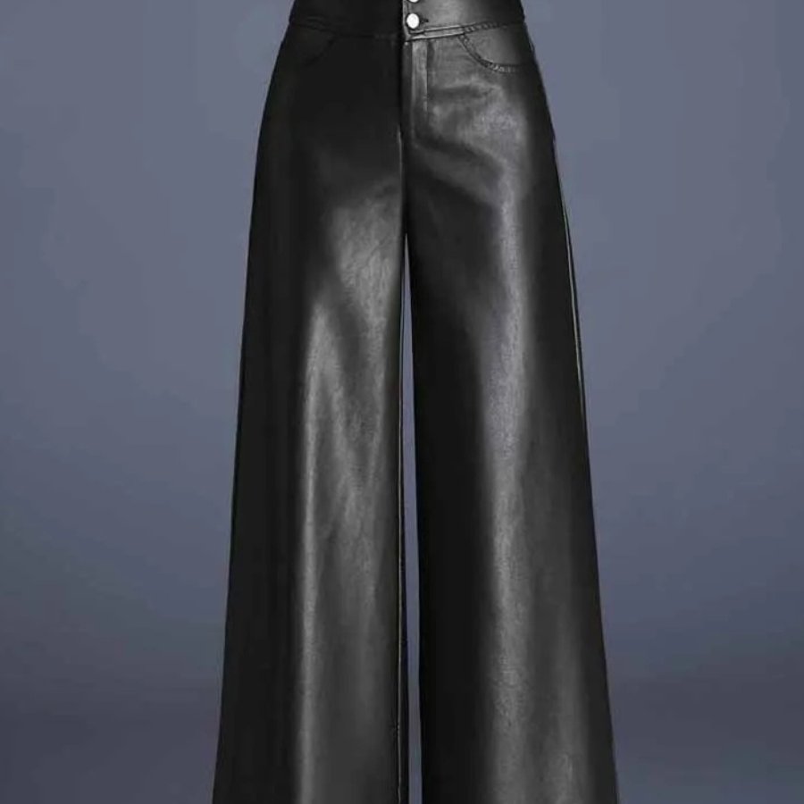 Women's leather trousers with Wide Cut