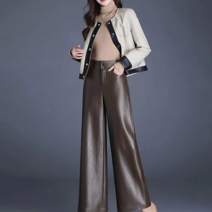 Women's leather trousers with Wide Cut