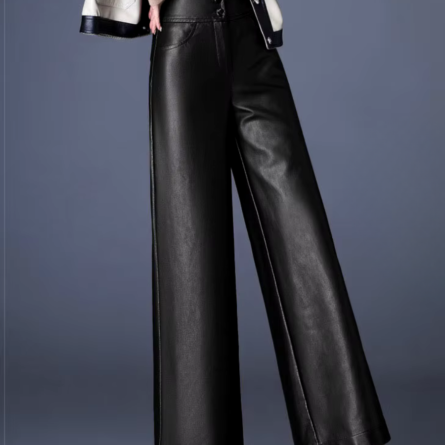 Women's leather trousers with Wide Cut