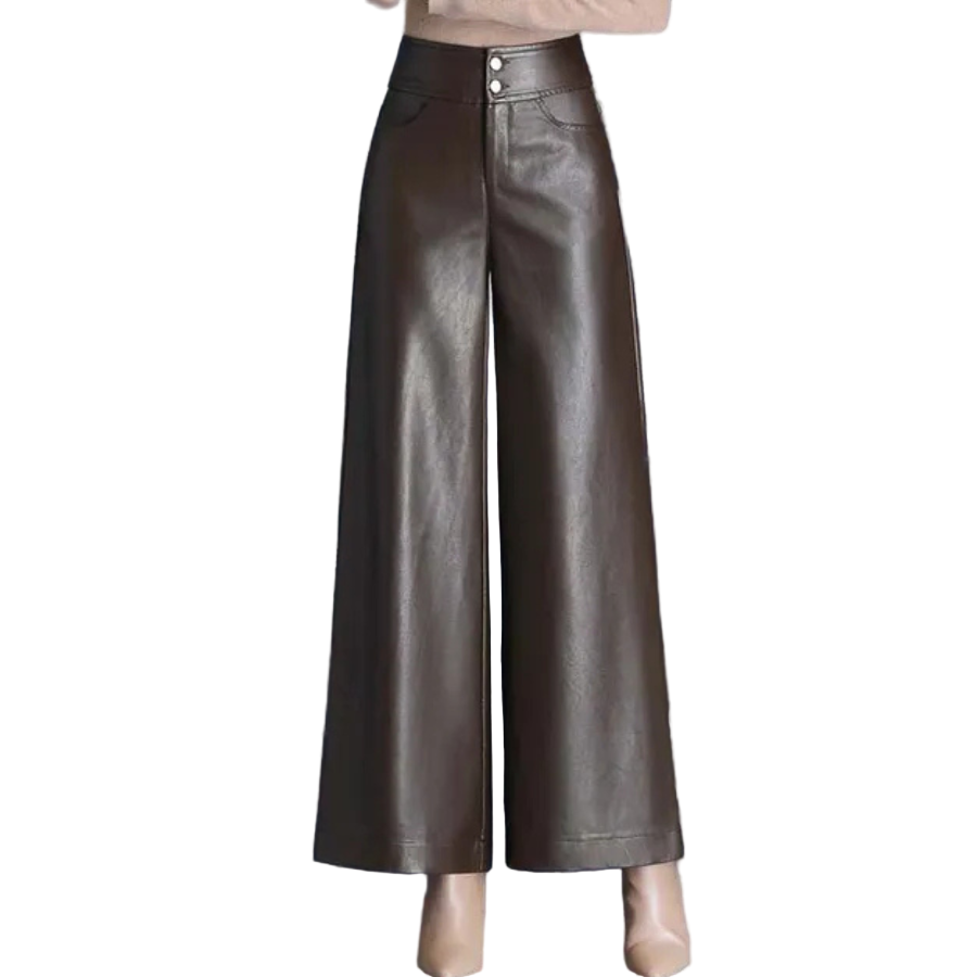 Women's leather trousers with Wide Cut