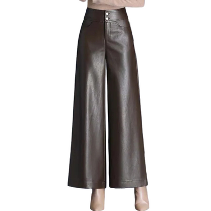 Women's leather trousers with Wide Cut