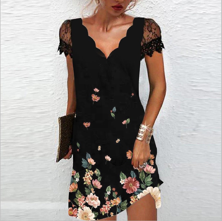 Women's midi dress V-Ausschnitt Modern Design