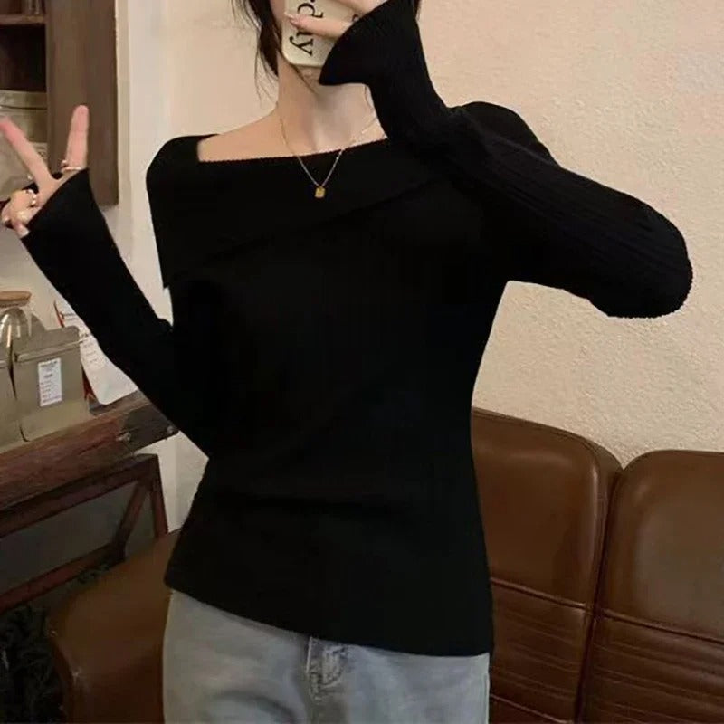 Women's off-shoulder knitted jumper